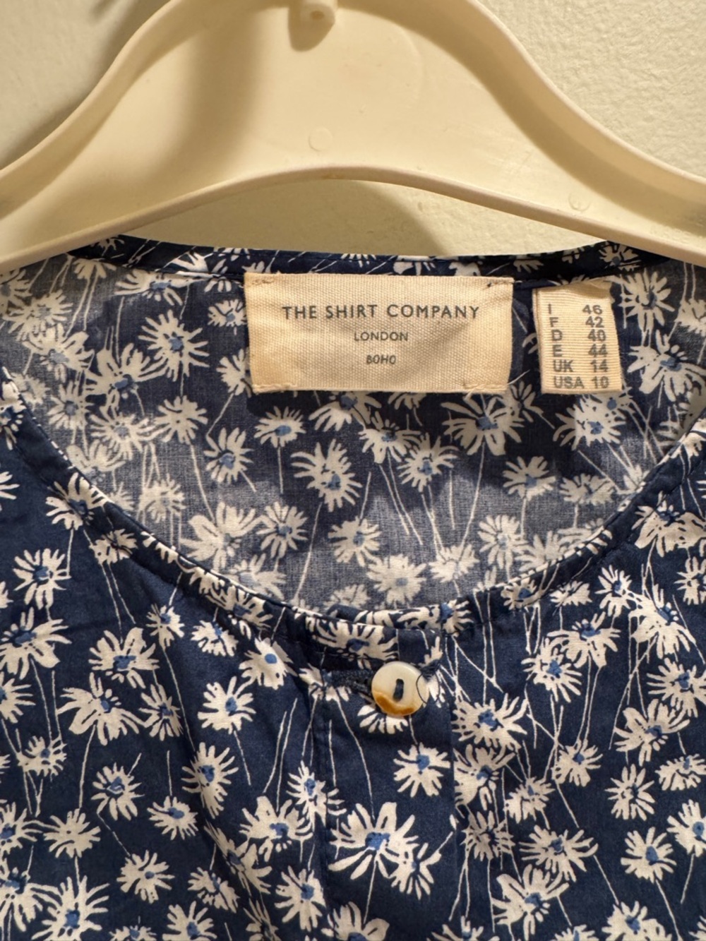 Navy Floral Ruffle Button-Up Blouse - Picture 2 of 4